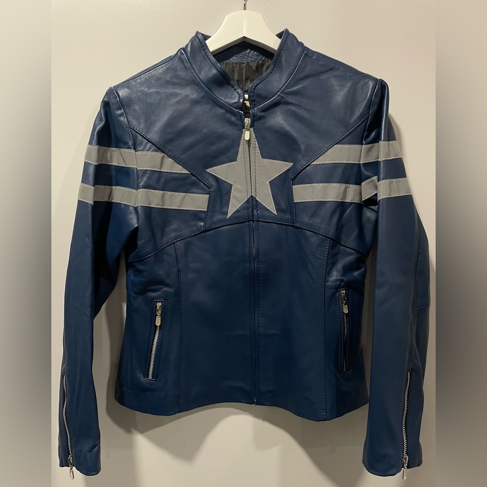 Captain America Genuine Leather Jacket Women’s Sz. Large Brand new with tags.